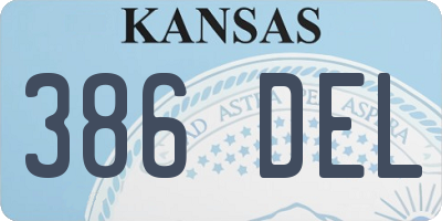 KS license plate 386DEL