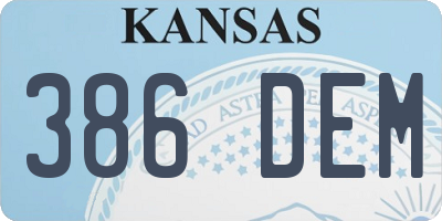 KS license plate 386DEM