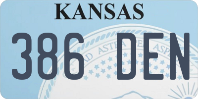 KS license plate 386DEN