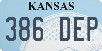 KS license plate 386DEP