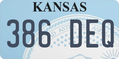 KS license plate 386DEQ