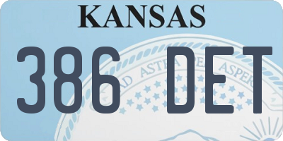 KS license plate 386DET
