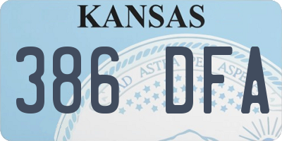 KS license plate 386DFA