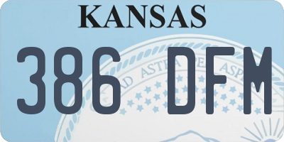 KS license plate 386DFM
