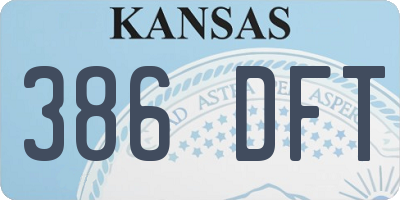 KS license plate 386DFT