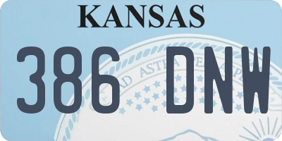 KS license plate 386DNW