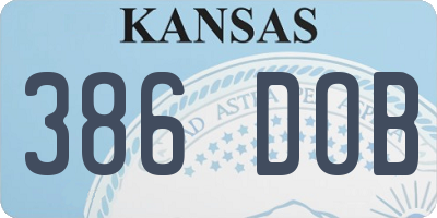 KS license plate 386DOB