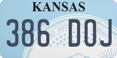 KS license plate 386DOJ