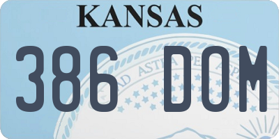 KS license plate 386DOM