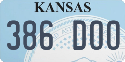 KS license plate 386DOO