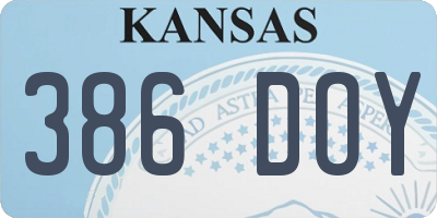 KS license plate 386DOY