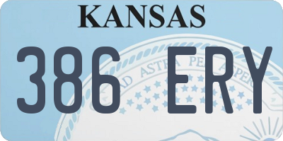 KS license plate 386ERY