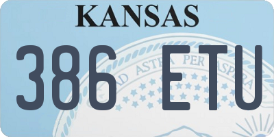 KS license plate 386ETU