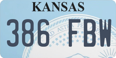 KS license plate 386FBW