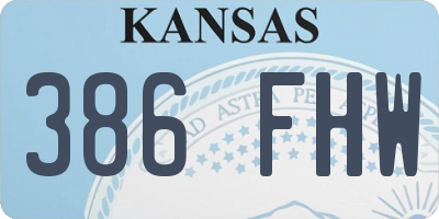 KS license plate 386FHW