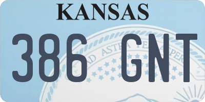 KS license plate 386GNT