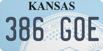 KS license plate 386GOE
