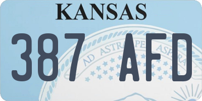 KS license plate 387AFD