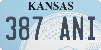 KS license plate 387ANI