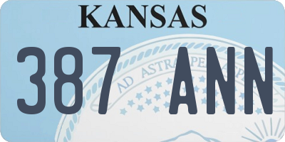KS license plate 387ANN