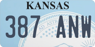KS license plate 387ANW