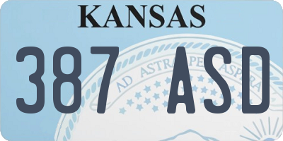 KS license plate 387ASD