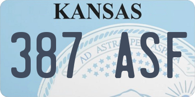 KS license plate 387ASF