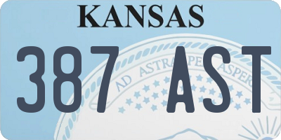 KS license plate 387AST