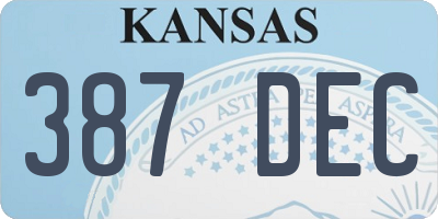KS license plate 387DEC