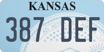 KS license plate 387DEF