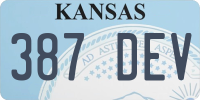 KS license plate 387DEV