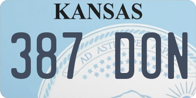KS license plate 387DON