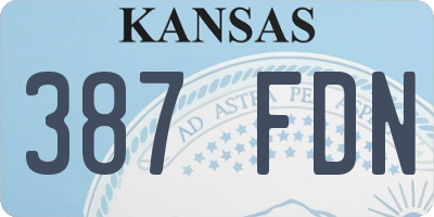 KS license plate 387FDN