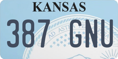 KS license plate 387GNU