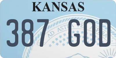 KS license plate 387GOD