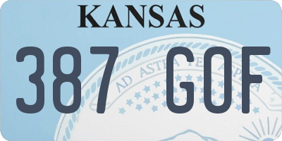 KS license plate 387GOF