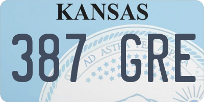 KS license plate 387GRE