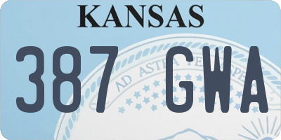 KS license plate 387GWA