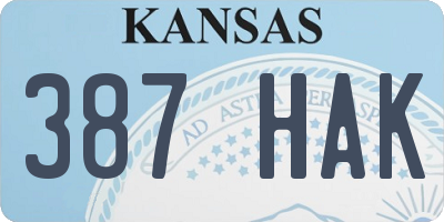 KS license plate 387HAK