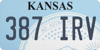 KS license plate 387IRV