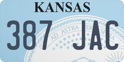 KS license plate 387JAC
