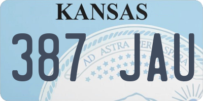 KS license plate 387JAU
