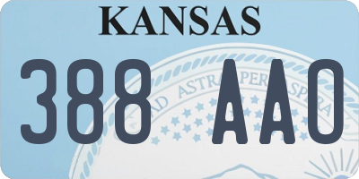 KS license plate 388AAO