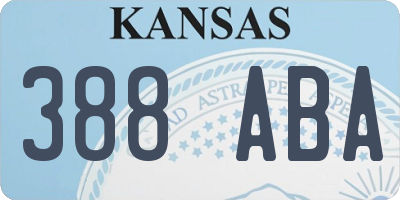 KS license plate 388ABA