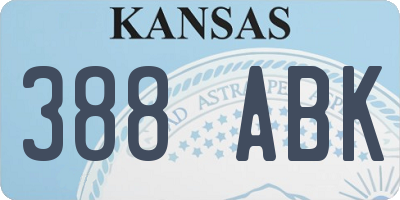 KS license plate 388ABK