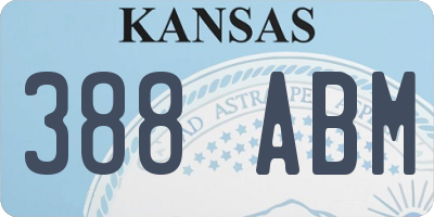 KS license plate 388ABM