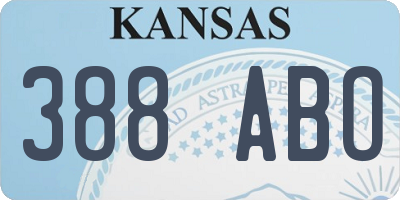 KS license plate 388ABO