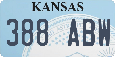 KS license plate 388ABW