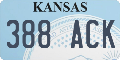 KS license plate 388ACK