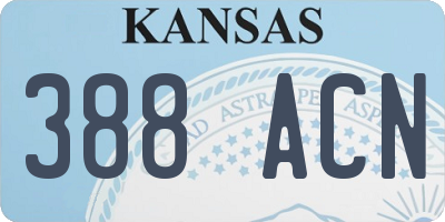 KS license plate 388ACN